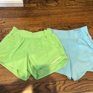 Lululemon hotty hot shorts in green and blue